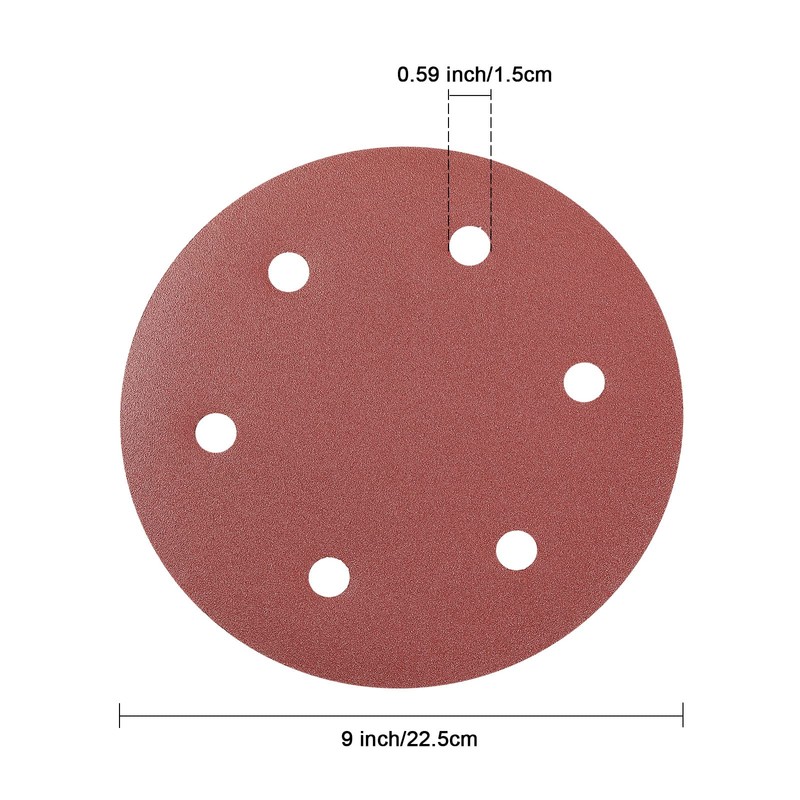 AYA-TECH 9 inch 6 Holes Sanding Disc, 16PCS Assorted Sandpaper