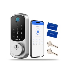 DESLOC Smart Door Lock B200, Smart Deadbolt Lock, Keyless Entry Door Lock, Fingerprint Smart Lock, Smart Locks for Front Door, App Control, Touchscreen Keypad Deadbolts,12-Month Battery, BHMA Grade3