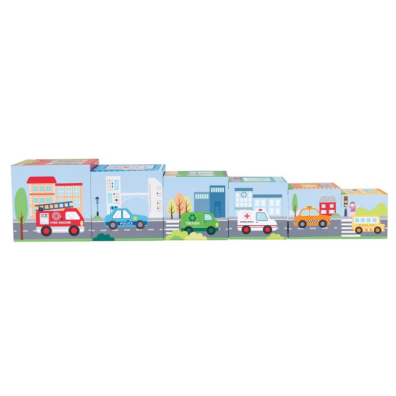 Lelin Toys L10339 Stacking Cube with 6 Vehicles