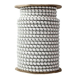SGT KNOTS Polypropylene Bungee Shock Cord - Marine Grade Bungee Cord Roll, Lightweight Elastic Rope for DIY, Crafting, Kayak, Tent Poles & Industrial (3/16" x 500ft Spool, White w Black Tracer)