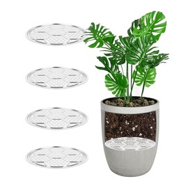 KOROI 4 Packs Planter Insert for Large Pots,Plant Pot Insert 13" Stainless Steel Durable Flower Pot Filler & Plant Riser with Drainage Holes to Elevate Plants to Reduce Soil Usage(13 inches*4 Packs)