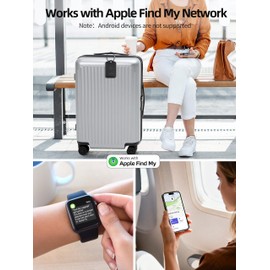 Luggage Tags, Works with Apple Find My, Leather Luggage Tag for Suitcases, Travel Tags, Bag Tag for Backpacks, Suitcase Tag with Privacy Flap, Anti-Lost Smart Luggage Tracker, Travel Essentials, Black