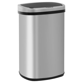 Furniture of America Verbena 13 Gallon Metal Household Trash Can Motion Sensor Lid for Kitchen, Silver