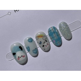 ⭐️ Sunny today [Cloud Dog Walk] Nail Tips ⭐️ - Short Coffin / ⭐️ 오늘날씨 맑음 [구름 강아지 산책] 네일팁 ⭐️ - 숏코핀