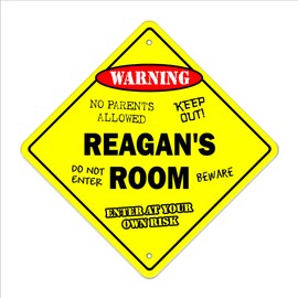 Reagan's Room Sign Crossing Zone Xing | Indoor/Outdoor | 12" Tall Kids Bedroom Decor Door Children's Name boy Girl
