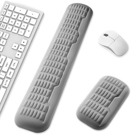 UnivoColors Full-Sized Keyboard & Mouse Wrist Rest Set-Ergonomic 3.0 Upgrade,Wave Curve Support,Comfortable Support & Fatigue Relief,Non-Slip Base,Perfect for Work & Gaming(Grey)