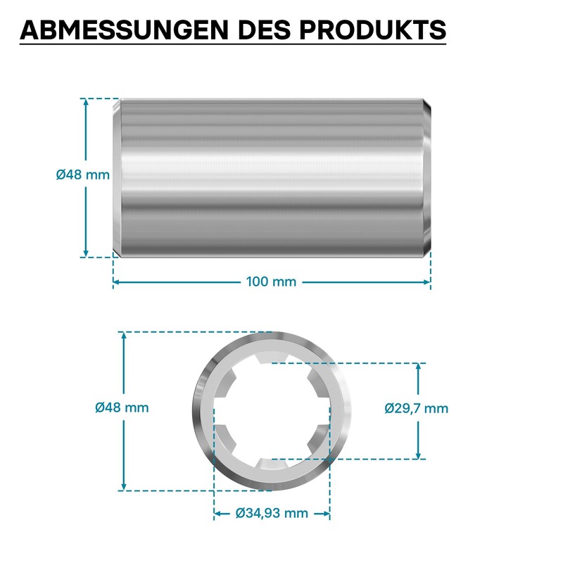 Wiltec PTO Shaft Bushing B-Type 100 mm for Multi-Spline Shaft
