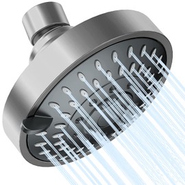 Cabezal de Ducha de Lluvia,360°Giratorio Rociador de Alta y Baja Presión,Cabezal de Ducha Fijo,Cabezal de Ducha Redondo de 4 Pulgadas y 5 Funciones Para Baño, Hotel, SPA