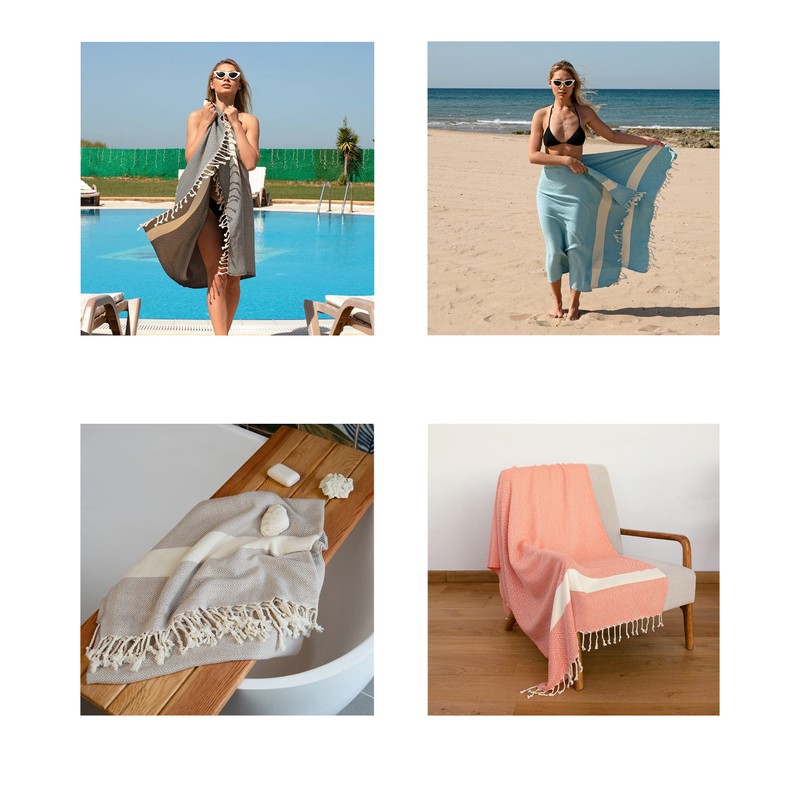 EVAHOME Turkish Beach Towel, 39 x 71 XL Turkish Towel,