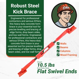 Ellis Manufacturing Company - Kick Brace for Concrete Forms - 180-Degree Swivel for Adjustable Placement - Supports 2,800 lbs - Turnbuckle Tensioner for Wall Bracing