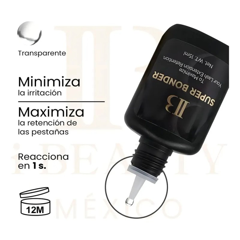 Super Bonder Ib Sellador Profesional Extensiones Pestañas Seda 15ml