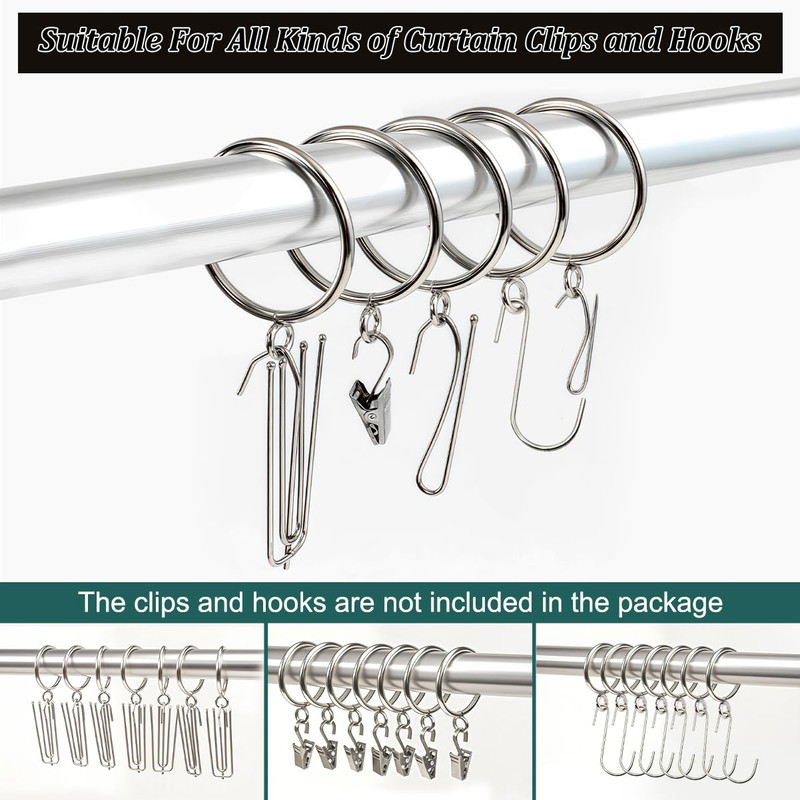 50PCS Heavy Duty Curtain Rings with Eyelet - Smooth Glide