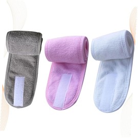 PACKOVE 3pcs Sticky Sweat Absorbent Bathing Headbands Hair Hoops for Face Washing Spa Mask Makeup Yoga Breathable Comfortable Hair Accessories in Grey Pink White