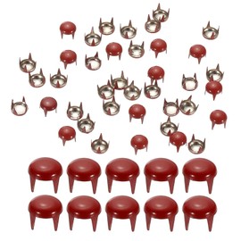 PATIKIL 6mm Metal Studs Spots 200Pcs Round Dome Claw Beads Nailhead Rivets Spike Studs for Leather Craft Clothes Belt Bag Shoes, Red