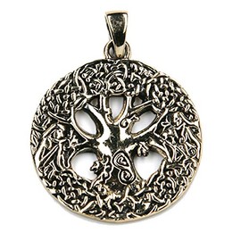 Tree of Life Celtic Knot Bronze Pendant Necklace Jewellery, incl black cotton sting, Pendant total length: 3.5cm