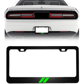 2PCS Black License Plate Frames in 3D Letters Universal Aluminum Alloy Car License Plate Holders Compatible with Dodge Challenger Charger Durango RAM (Green)