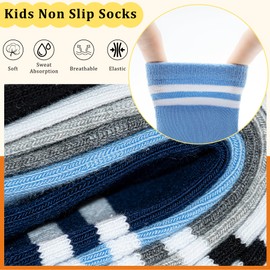 ARERWA Toddler Grip Non-Slip Socks 12 Pairs Boys Girls Non Skid Crew Socks for Kids Children Anti-Slip Socks 5-7 Years(Muliti-Color)