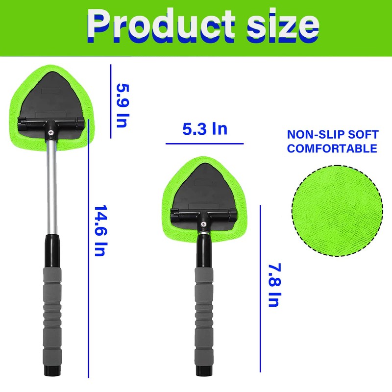 Windshield Cleaning Tool, Car Window Cleaner with 4 Washable Reusable