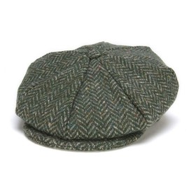 Hanna Hats Traditional Irish Tweed Eight Piece Cap. Unisex Newsboy Cap. Button Crown & Taffeta Lining. 100% Made in Ireland., Hunter Green, X-Large
