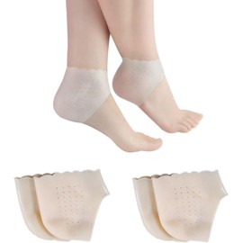 THJOPOKEEL 2 Pares Protectores de Talón de Gel, Plantillas Talón Gel de Silicona, Aliviar el dolor en el Talón de Fascitis Plantar, Sanar los Talones Secos y Agrietados (color de piel)
