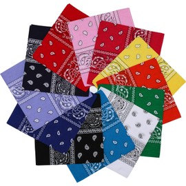 la ceida Cotton Bandanas for Men & Women Paisley Cowboy Bandana Handkerchiefs for Hair 22x22 (12Pack 12colors)
