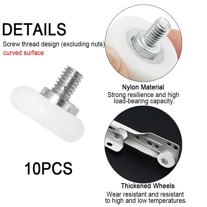 Aoktorkit 10Pcs 19mm Drawer Roller Drawer Positioning Pulley Plastic Replacement