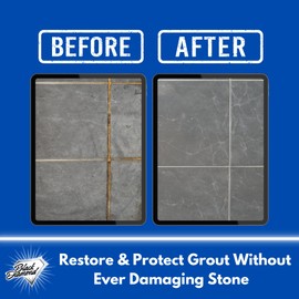 Grout Cleaner & Sealer Bundle W/Brush: Cleaner & Protector for all grout types; All Tile & Natural Stone floors, showers, & countertops