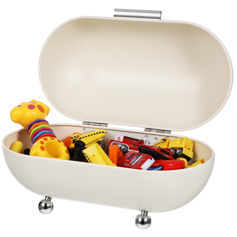 Angoily White Metal Bread Box with Lid Kitchen Bread Countertop
