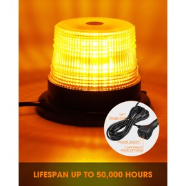 Leelosp 4 Pack 60 LED Amber Beacon Strobe Lights, 12v-24v Amber Warning Safety Flashing Beacon Strobe Light with Magnetic and 16ft Straight Cord for Truck Vehicle Forklift Tractor Golf Carts Utv Car