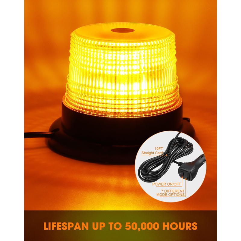 Leelosp 4 Pack 60 LED Amber Beacon Strobe Lights, 12v-24v