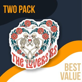 Trendy Skeleton Lovers Sticker - Romantic Skull Heart Peel - Cute Valentine Couple Sticker Gift - Fun Anniversary Decal - Durable Decorative Design for Home or Office - AAS0996