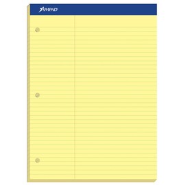 Ampad 20245 Double Sheets Pad, Law Rule, 8 1/2 x 11 3/4, Canary, 100 Sheets (20-245)