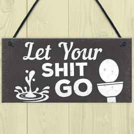 RED OCEAN Quirky Bathroom Sign Funny Toilet Loo Door Wall Shabby Chic Hanging Plaque Gift