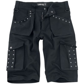 Gothicana by EMP Mens Black Studded Shorts, black