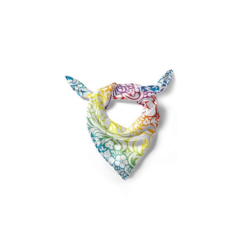 Ambesonne Floral Headscarf, Colorful Damask Flowers, Hijab Scarf, 27" X