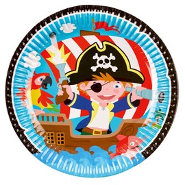 HHO Pirate Pirates Paper Plates Pack of 8 - Size: Approx. 23 cm