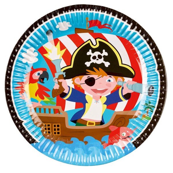 HHO Pirate Pirates Paper Plates Pack of 8 - Size: