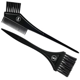 K-Pro Colouring Brush Set, Brush Wide for Hair Dying, Black with Comb, Pack of 2