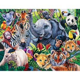 MasterPieces Safari Friends 100 Piece Kids Jigsaw Puzzle - Wildlife Adventure - 11.5"x15"