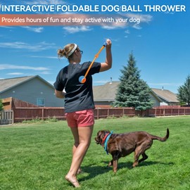 ALL FOR PAWS Dog Ball Launcher, Foldable Tennis Ball Thrower with Comfortable Grip, 2.5 inch Ball Included