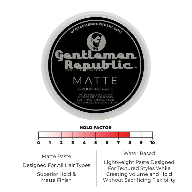 Gentlemen Republic 8oz Matte Paste for Men - Water-Based Men's