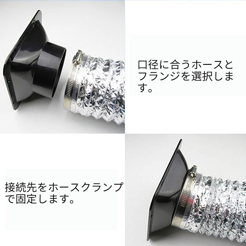 TiCoast Straight Pipe Flange Duct Connector Flange ABS Plastic Ventilation