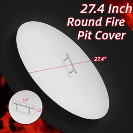 FAHKNS Fit 25" Round Fire Pit Burner, 27.4" Round fire Pit lid,Stainless Steel Fire Pit Cover with Handle, High Tmperature Tesistant, for Round Fire Pits or Burner Pan