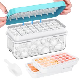 PHINOX Ice Cube Tray with Lid and Bin PHINOX 64 Pcs Ice Trays for Freezer Ice Cube