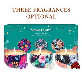 3 Pack Home Scented Candles - Strong Cloves, Roses & Freesias Candle, 2.5 Oz, 100% Soy, Non-Toxic, Small Candle Set for Aromatherapy & Gifts, Prizes for Adults, Baby Shower Prizes