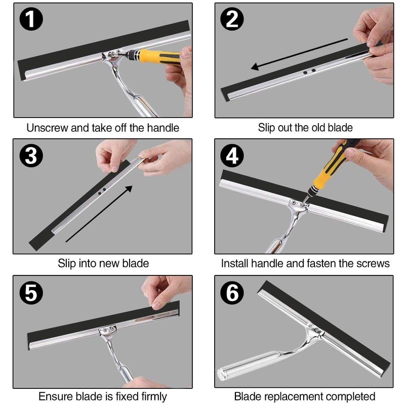 Stainless Steel Shower Squeegee, Window Squeegee, 12 Inch, Shower Wiper