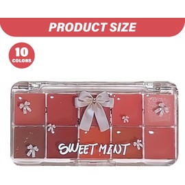 Paleta de brillo de labios Jelly, paleta labios hidratante 10 colores, lápiz labial altamente pigmentado, brillo duradero, vibrante para mujeres y niñas.