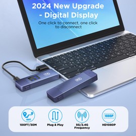 Wireless HDMI Transmitter and Receiver, Wireless HD Extender Plug & Play Portable 2.4G/5G with LED Screen HDMI Kit for Streaming Video and Audio to Monitor from Laptop/Pc/Tv Box/Projector