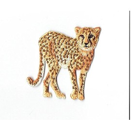 Natural Cheetah Full Body Standing Embroidered Iron on Patch
