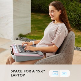 HUANUO Lap Laptop Desk - Portable Lap Desk with Cushion, Fits up to 15.6 inch Laptop, Anti-Slip & Storage Function - Pink